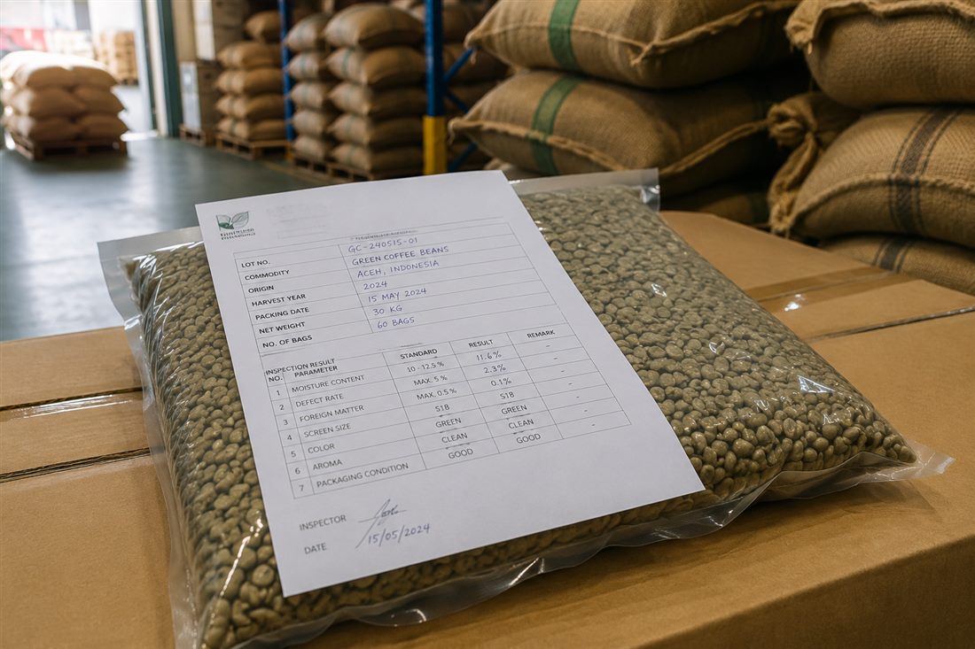 Dokumentasi & sertifikat lot green bean